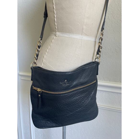 Kate Spade Black Pebbled Leather Crossbody Bag Gold Hardware - Picture 3 of 7